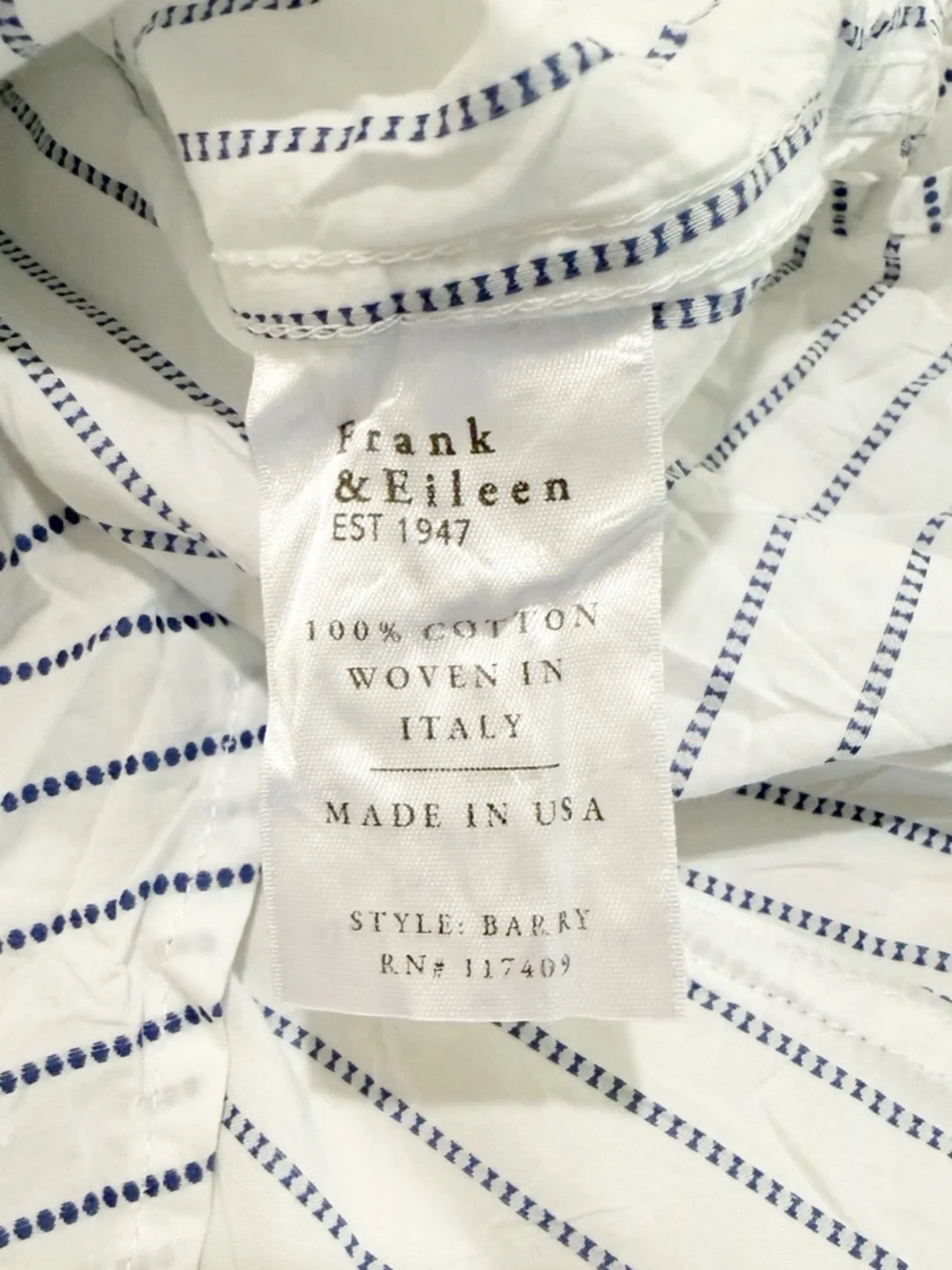 Frank & Eileen Barry Style Button-Up Blue Dotted Stripe Top - Picture 5 of 8